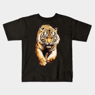 Colorful Tiger Cartoon Vintage Bengals Tiger Drawing Comics Fearless Tiger Kids T-Shirt